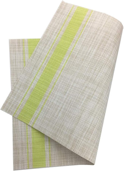 Gugrida Luxury Green Placemats Set of 6 Crossweave Woven Vinyl Placemat for Dining Table Kitchen Table Mats