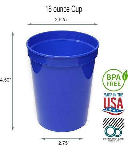 Rolling Sands 16 oz. Reusable Plastic Stadium Cups, 8 Pack, Made in USA - Image 2