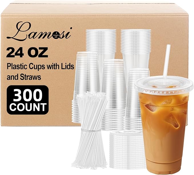 Lamosi 300 Pack 24 oz Plastic Coffee Cups by BuyNow