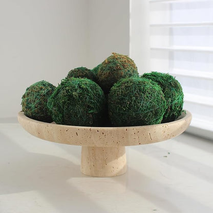 Natural Travertine Fruit Bowl for Kitchen Counter 10.2", Large Decorative Bowl Pedestal for Home Decor, Fruits Holder For Dining Table - Kitchen Organization