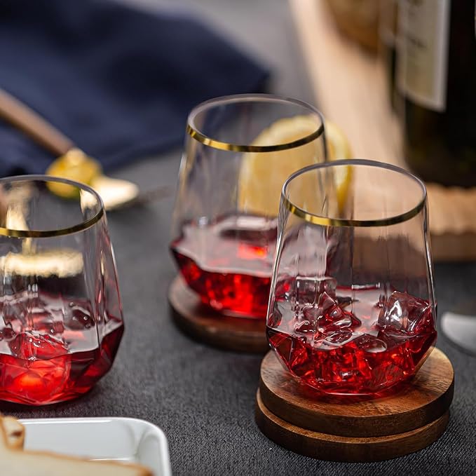 Oojami 40 Pack Disposable Plastic Wine Glasses 12oz Gold Rim - Image 9