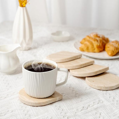 Marble Coaster for Drinks Set of 5 Natural Travertine Coasters for Home Decor - Image 5