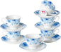 2.5oz Porcelain Demitasse Set of 6, 75ml Espresso Cup | Classic blue floral by PRECITIME