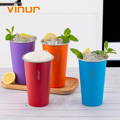VINUR Stainless Steel Cups-20 oz Stackable Metal Drinking Glasses 4 Pcs | 20 oz - Image 7