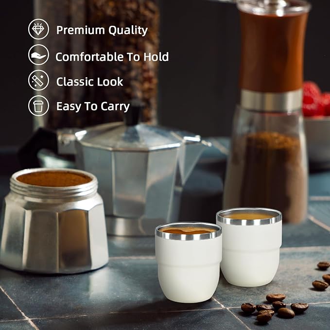 CHLJAR Espresso Cups, 4oz Insulated Espresso Cup Set of 6, Espresso Shot Cups - Image 5