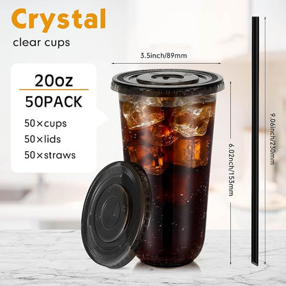 Ziliny 50 Sets 20oz Black Plastic Cups - Image 3