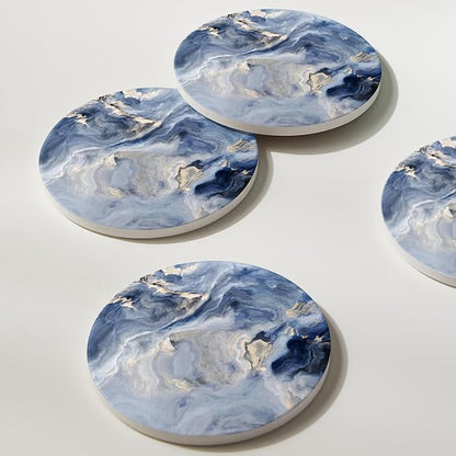 Set of 6 Navy Blue Marble Coasters - Image 6