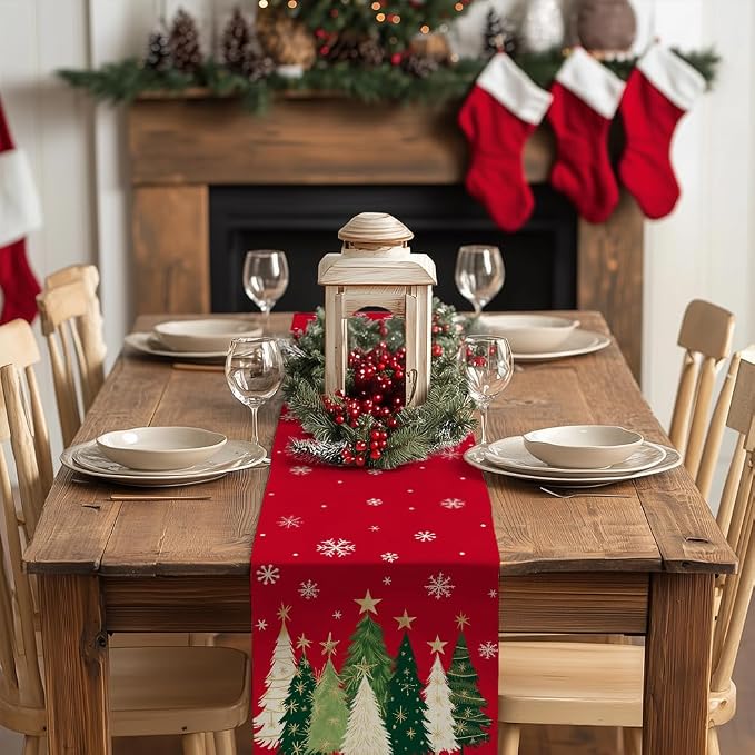 Christmas Table Runner 13x120 Inch, Xmas Trees Snowflakes Holiday Decorative - Image 3