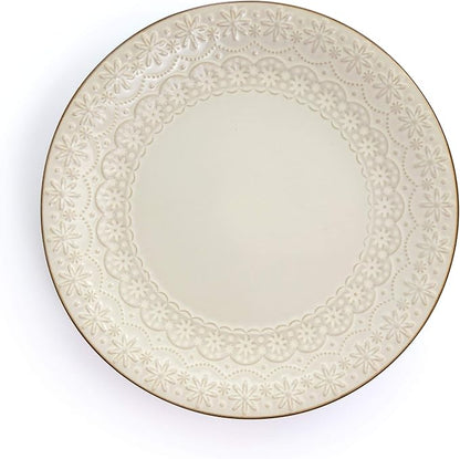 Elama Embossed Scalloped Stoneware Dinnerware Dish Set, 16 Piece - Image 3