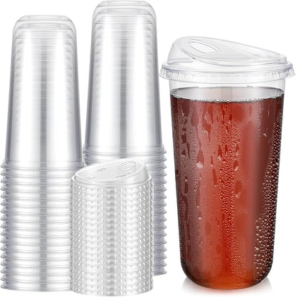 Ziliny 50 Sets Clear Plastic Coffee Cups by Ziliny