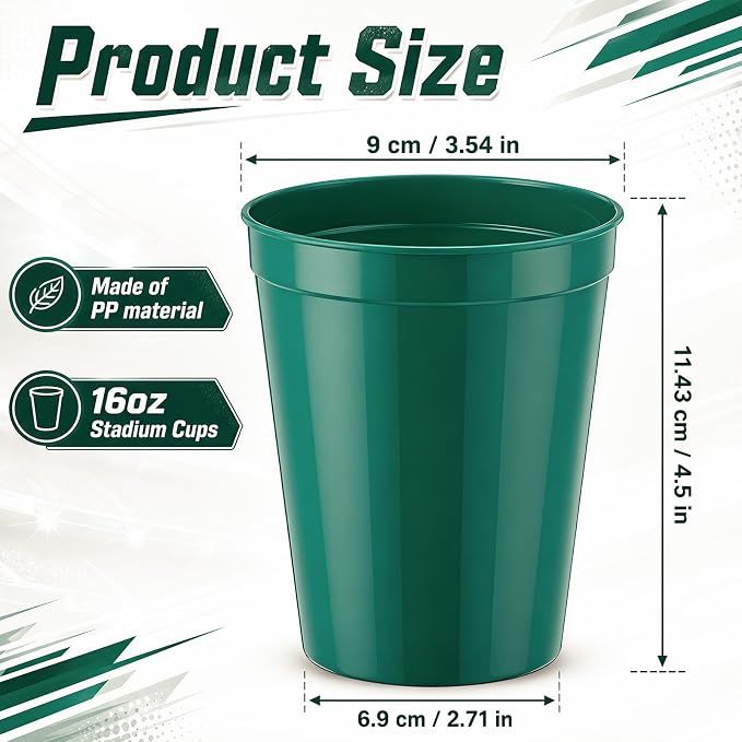 Yungyan 50 Pack 16 oz Stadium Cups Reusable Plastic Cups Blank Drink Stadium - Image 2
