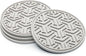 Drink Coasters for Tabletop Protection - Set of 4 No-Slip Silicone Rubber Coasters for Coffee Table, Desk & More - USA-Made Coasters for Drinks w/Liquid-Catching Grooves (Light Gray)