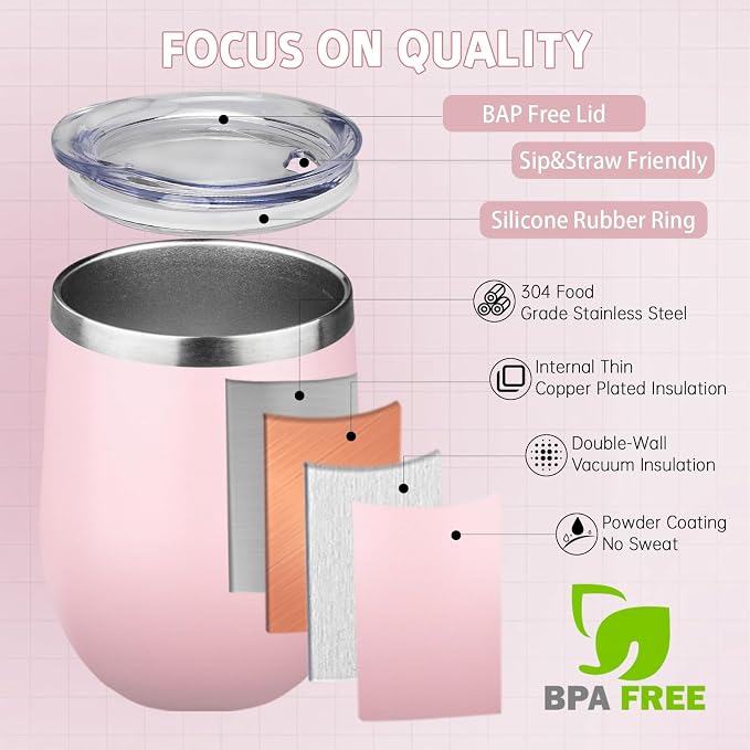 12oz/4 Pack Stainless Steel Wine Tumbler - Image 3