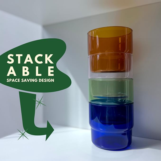 Set of 4 Colored Glass Cups - Image 2
