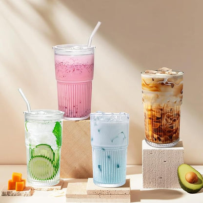 Luiaiog 18.5oz Glass Cups with Lids and Straws – Single Reusable Tumbler - Image 7