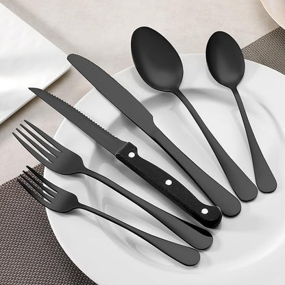 Black Steak Knives Set of 8, Sharp Triple Rivet Steak Knife, High-Carbon - Image 7