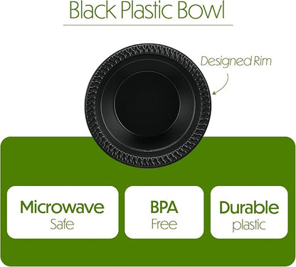 PLASTICPRO 800 PCS Black Plastic Bowls Light Weight 12 oz Plastic Soup Bowls - Image 5