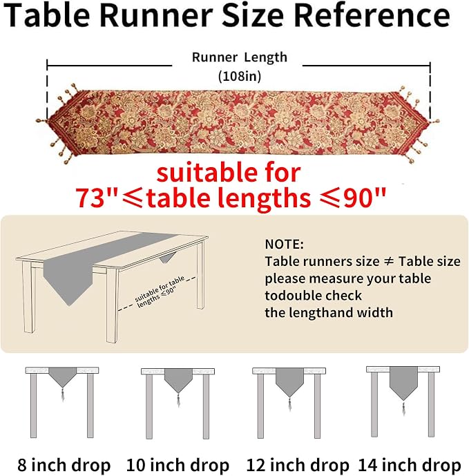 Luxury Vintage Table Runners 108 inches Long Embroidery Jacquard Fabric - Image 2