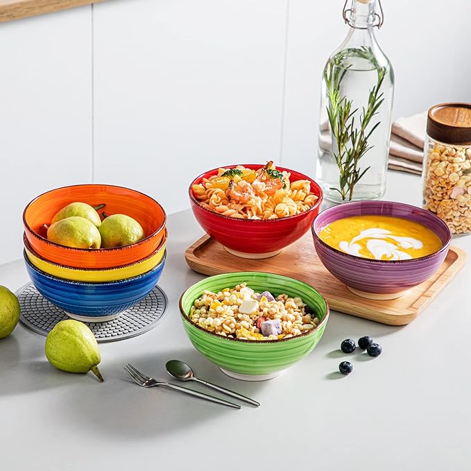 vancasso Bonita Cereal Bowls Set of 6-27 Oz Ceramic Soup Bowls, Microwave & - Image 6