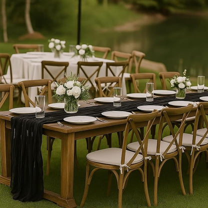10FT Black Cheesecloth Table Runner 120 Inch Rustic Boho Gauze Cheese Cloth - Image 4