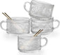 Vintage Glass Coffee Mugs Set of 4, 14 Ounces Embossed Glass Coffee Cups by Ymyaye