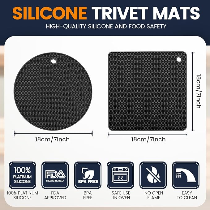 Silicone Trivet Mats 4 Heat Resistant Pot Holders Multipurpose Non-Slip Hot Pads - Image 2