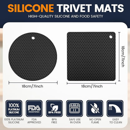 Silicone Trivet Mats 4 Heat Resistant Pot Holders Multipurpose Non-Slip Hot Pads - Image 2