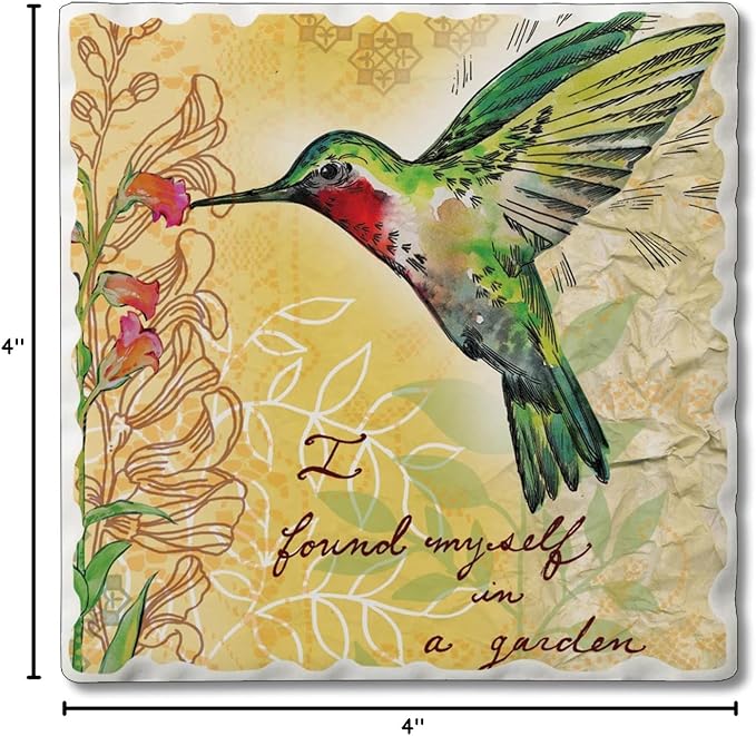 Thirstystone Hummingbird Flight 4 Pack Tumbled Tile Stone Coasters | 4" Square - Image 8