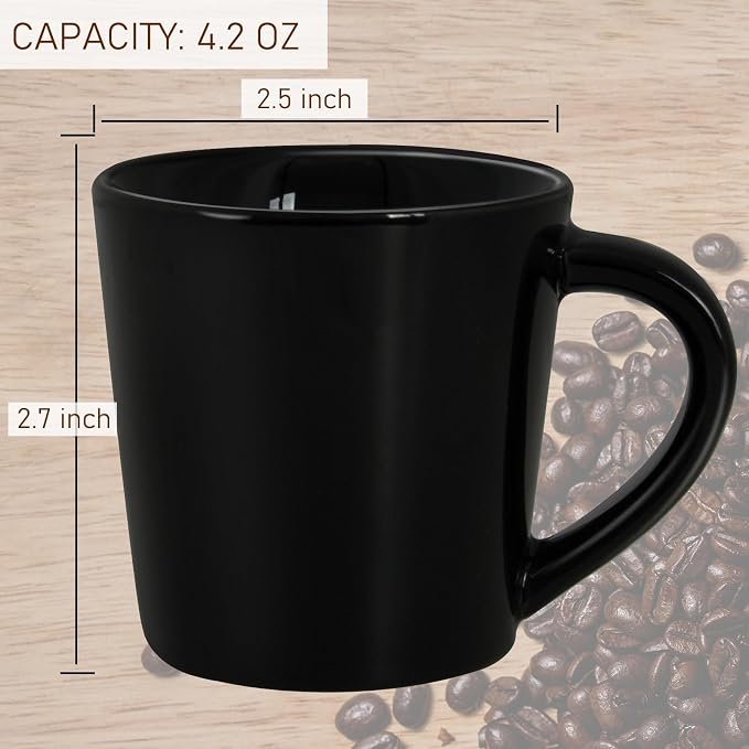 4.2oz Espresso Cups Set of 2, Ceramic Coffee Mugs Demitasse Cups, Small - Image 3
