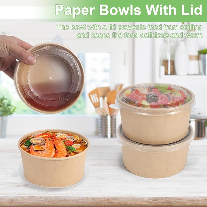 50 Pcs 32 Oz disposable meal prep containers，paper bowls - Image 6