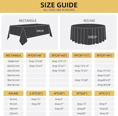 6-Pack 60x60 inch Black Table Cloths, Solid Stain and Wrinkle Resistant Tablecloth, Premium Plain Weave Polyester Fabric Rectangle Table Linen Covers for Hotel, Banquet