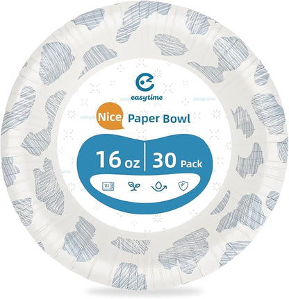 30 Pack Paper Bowls, 16 Oz Disposable Soup Bowl, Heavy Duty Printed Disposable - Image 8