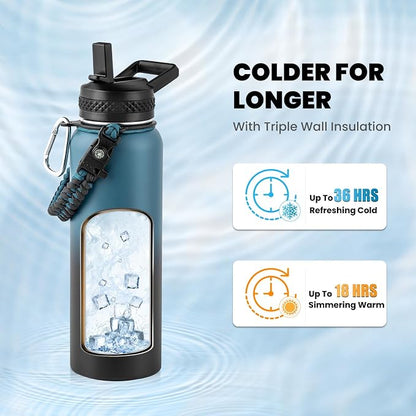 RAYMYLO Insulated Water Bottle 40 oz, Triple Wall Vacuum Stainless Steel | - Image 2