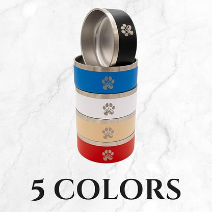 Stainless Steel Dog Bowl for Small-Large Dogs | Double Wall Insulated, Non-Slip Base Heavy Duty Water and Food Bowls for Dogs & Cats | Pet Safe BPA Free & Dishwasher Safe | 64 Oz - Red
