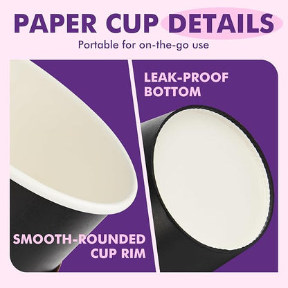 12 oz 50 Pack Black Disposable Paper Coffee Cups - Image 4