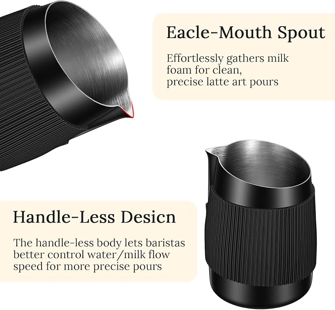 2 Pack Handleless Milk Pitcher, 15.2oz/450ml Espresso Steaming Pitcher - Image 3