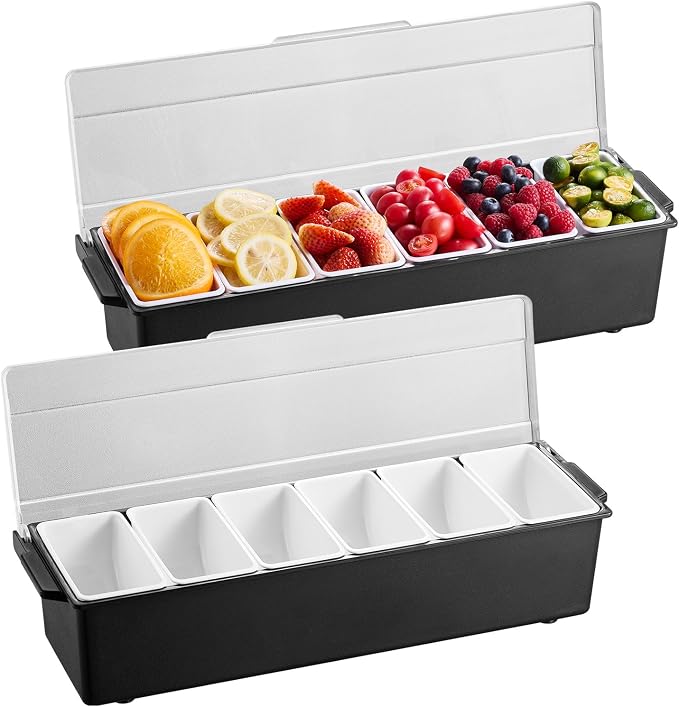 VEVOR Ice Cooled Condiment Serving Container, 6 Compartments Chilled Server by VEVOR