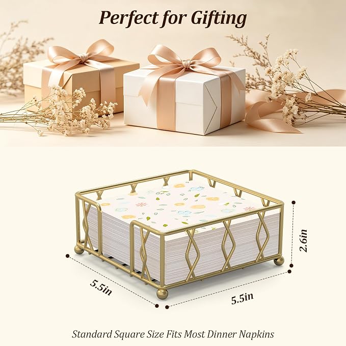 Gold Metal Napkin Holder for Table - Image 4