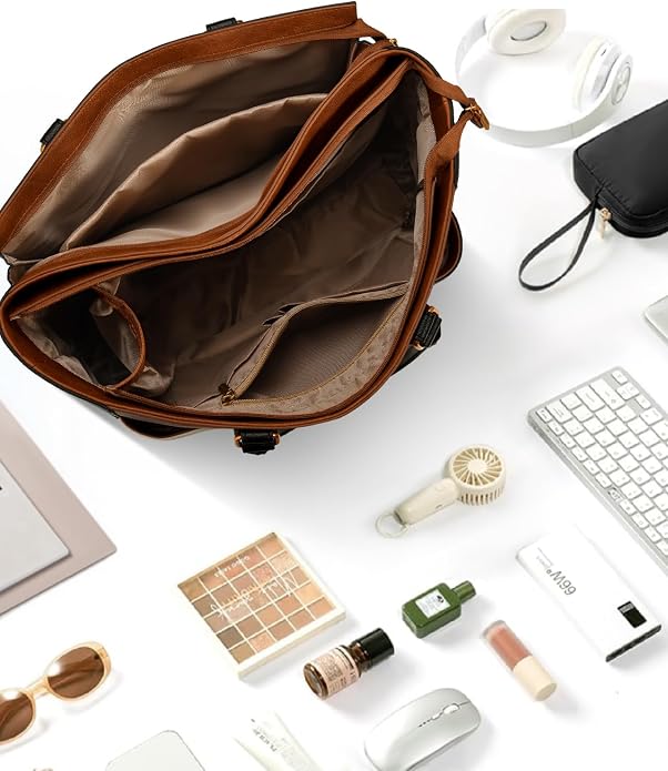 Laptop Tote Bag for Women, Leather Work Tote - Image 3