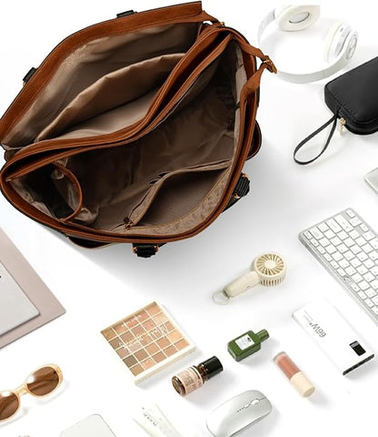 Laptop Tote Bag for Women, Leather Work Tote - Image 3