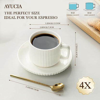 5 Ounce Espresso Cups Set of 4, Small Coffee Cups - Image 5