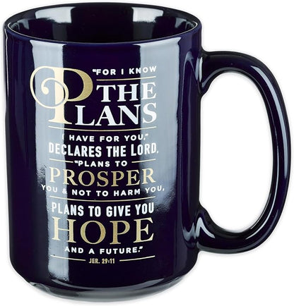 Christian Art Gifts Navy Blue Ceramic Coffee Mug – 14 oz. Microwave and by ChristianArtGifts