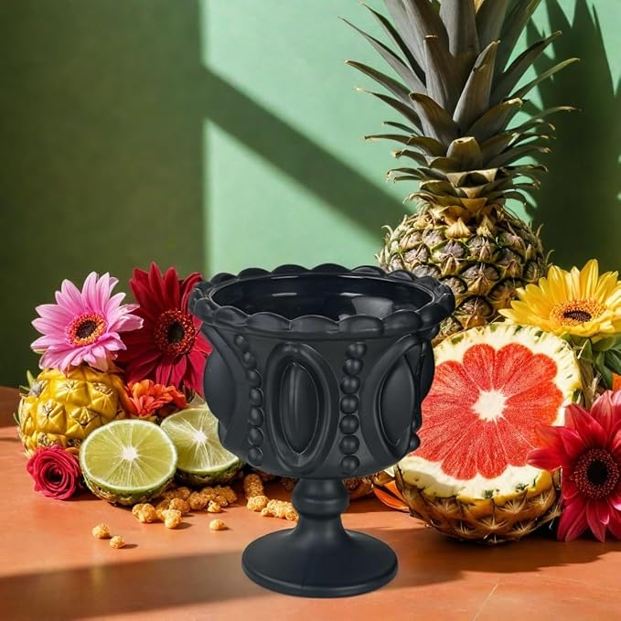 Carnival Glass Vintage Footed Dessert Cups Set of 2, 9oz Embossed Goblet - Image 2
