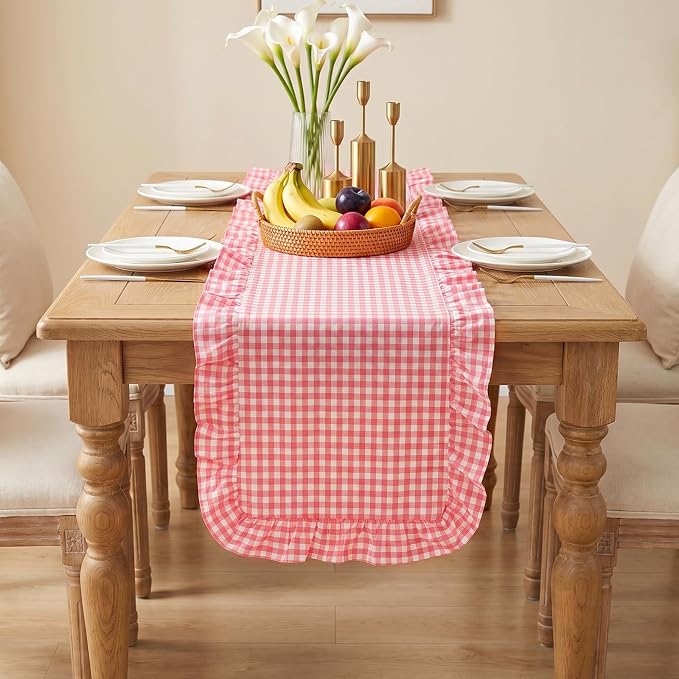 Eternal Beauty 14x120 Gingham Ruffle Table Runner - Image 8