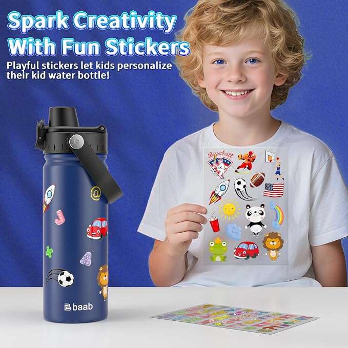 baab 18oz Kids Insulated Water Bottle 18/8 Stainless Steel Kids Cup 1 Pack | - Image 6