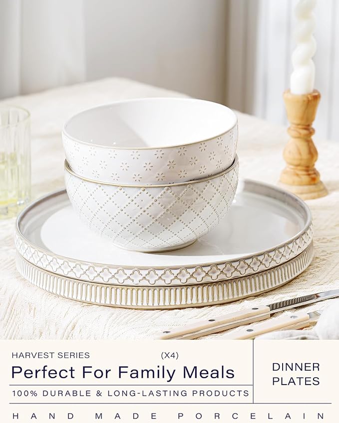 getstar 10.5” Ceramic Dinner Plates, Microwave & Dishwasher Safe, Salad Pasta - Image 2