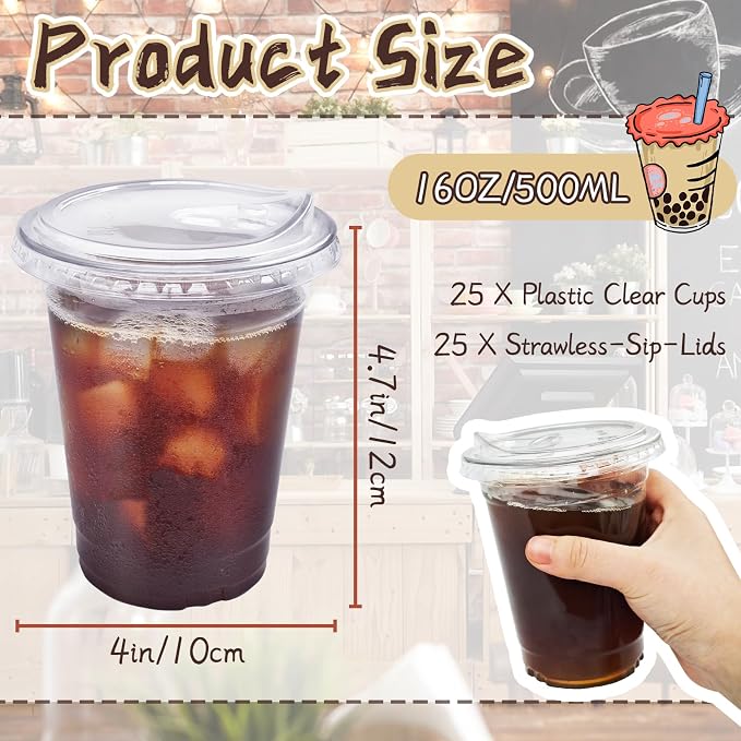 Qinsihwn 16 Oz Plastic Clear Cups - Image 2