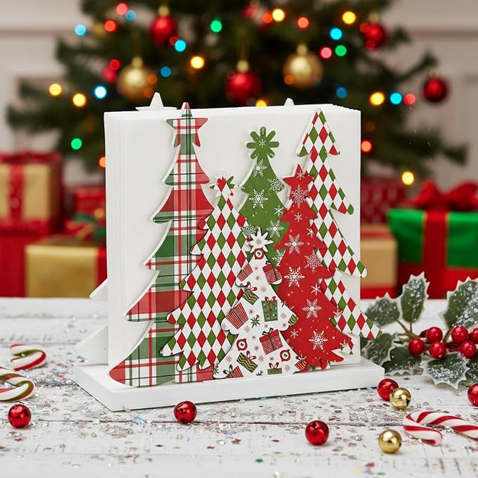 Buffalo Check Christmas Tree Napkin Holder by Namalu