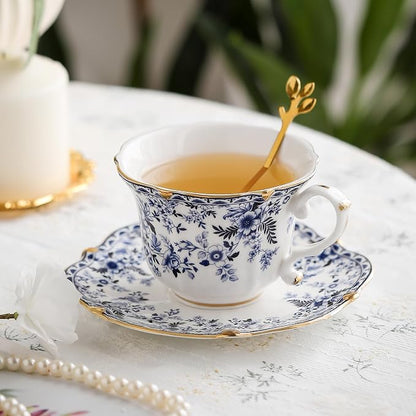 Country Roses Porcelain Tea Cup and Saucer Set - Image 3
