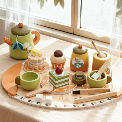 Wooden Tea Party Set for Toddlers 3-5 - Image 9